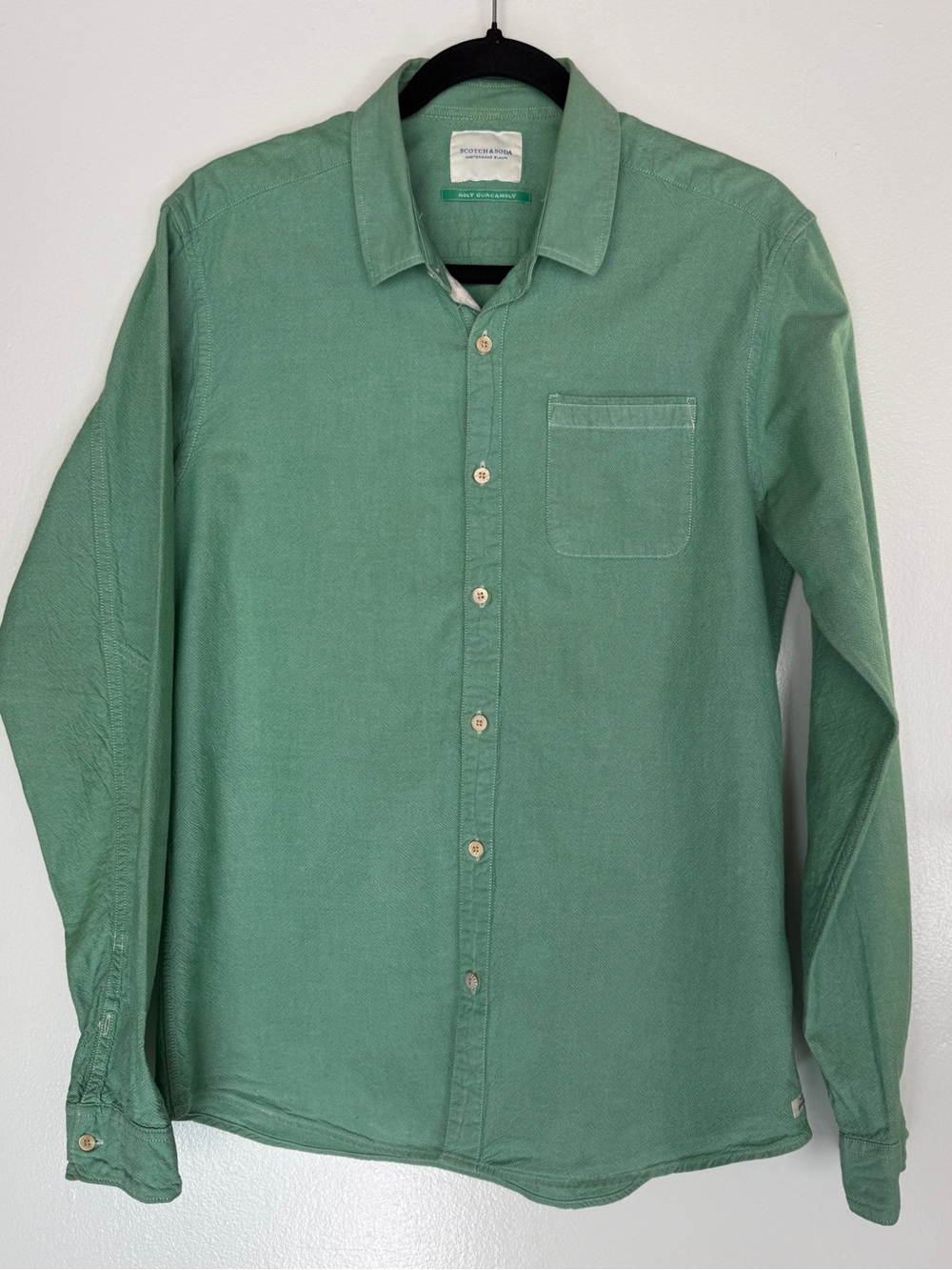 Scotch & Soda Long-Sleeve Button-Down Green Shirt